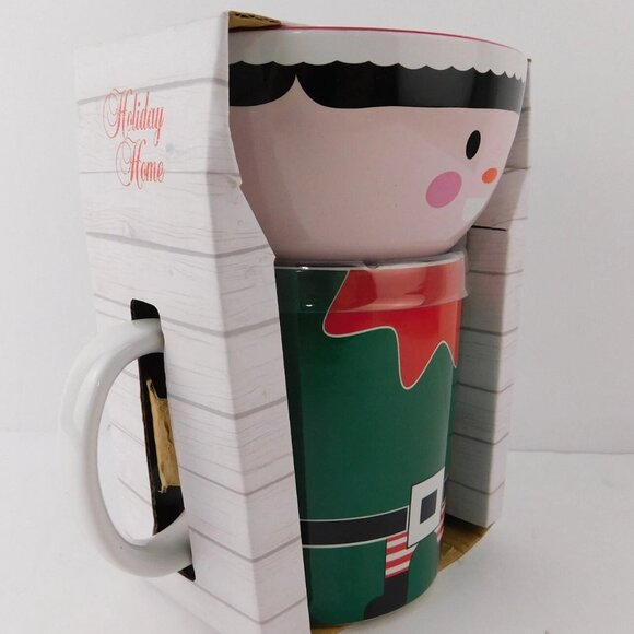 NEW Holiday Home Ceramic Elf Mug and Bowl 2 Piece Set New in Package - Picture 2 of 7